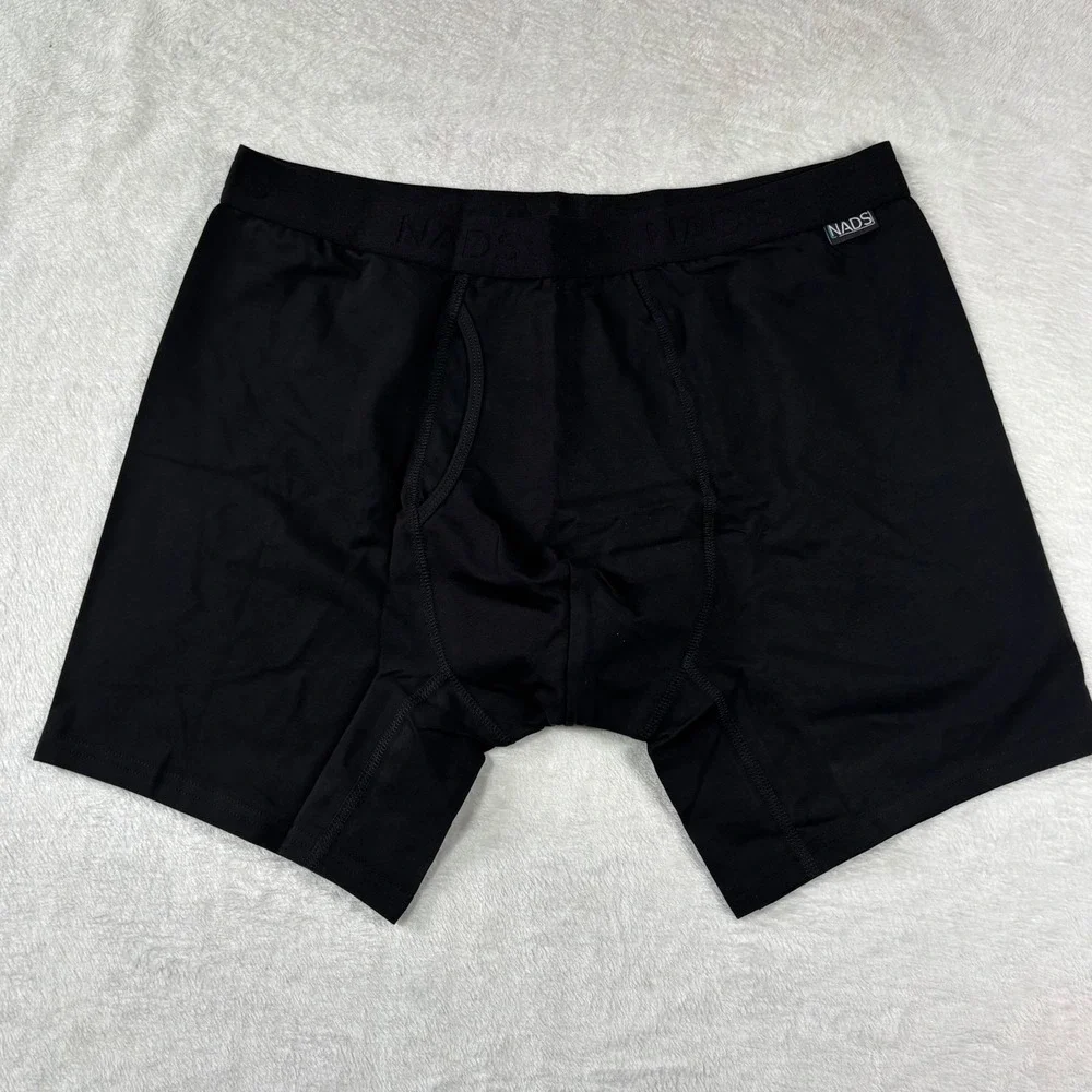 NADS Organic Boxer Briefs Mens XL Black Cotton Stretch Underwear XL RN 167693